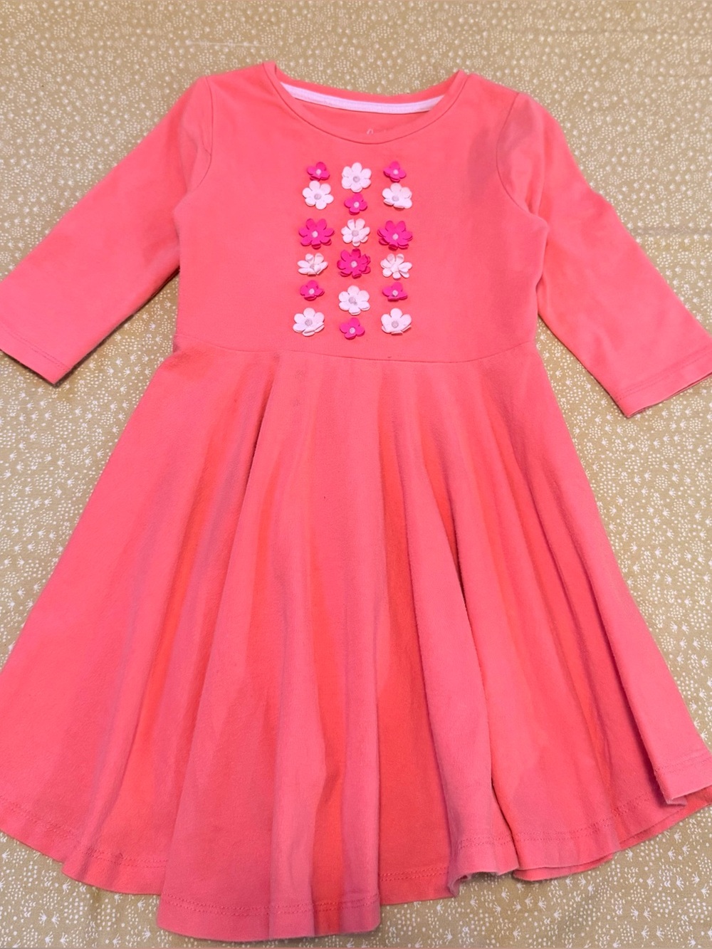 Mini Boden Coral Pink Floral Applique Twirl Dress
